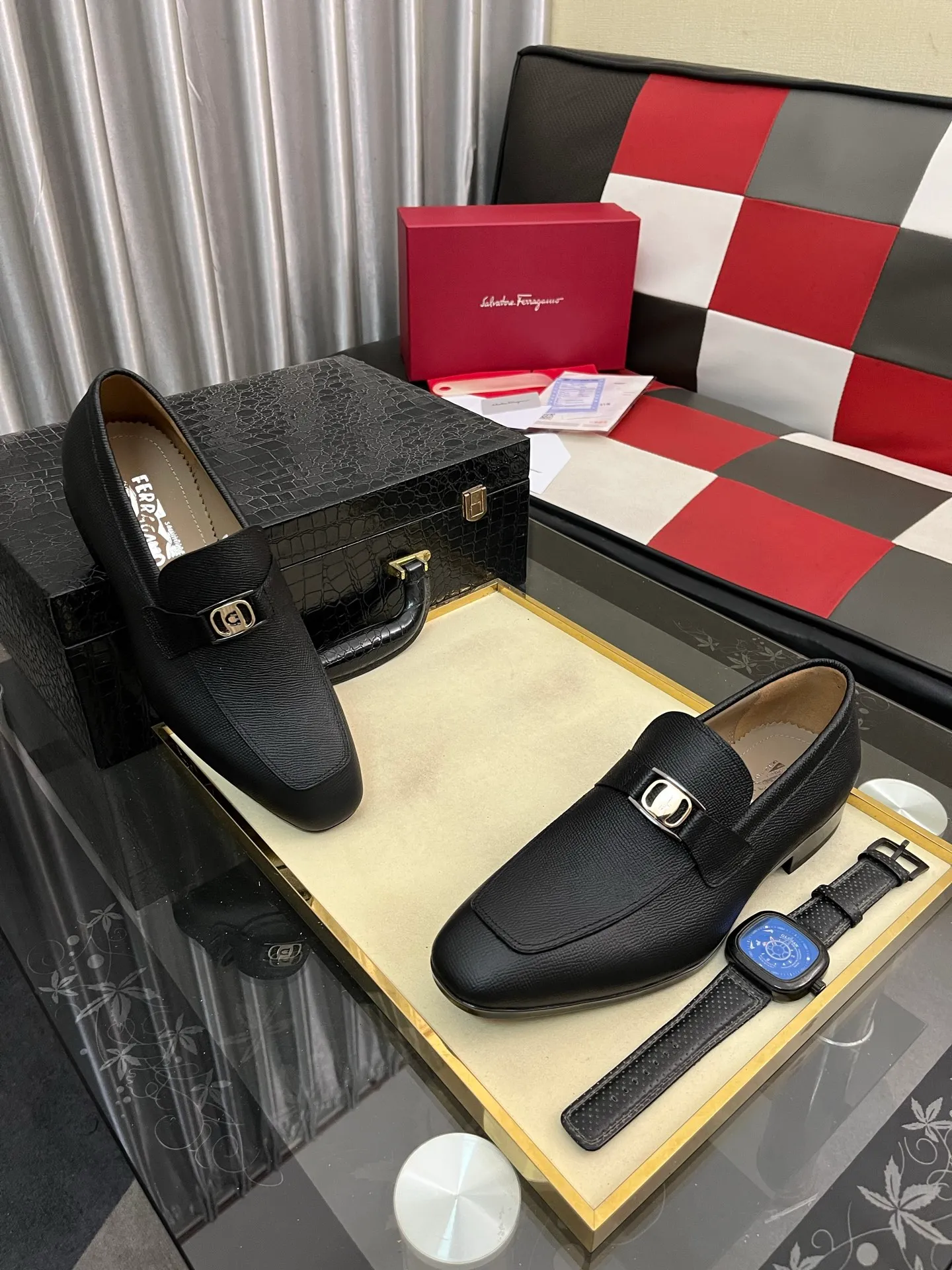Men's shoes 💰: 600⌚️⌚️【Salvatore Ferragamo】Ferragamo business leather shoes, 1:1 top purchasing quality, imported selected original calfskin for the uppers, imported original water-dyed cowhide for the inner feet, imported original 1:1 customized Italian handmade lightweight foam outsole, code number: 38-44 (45 custom-made)